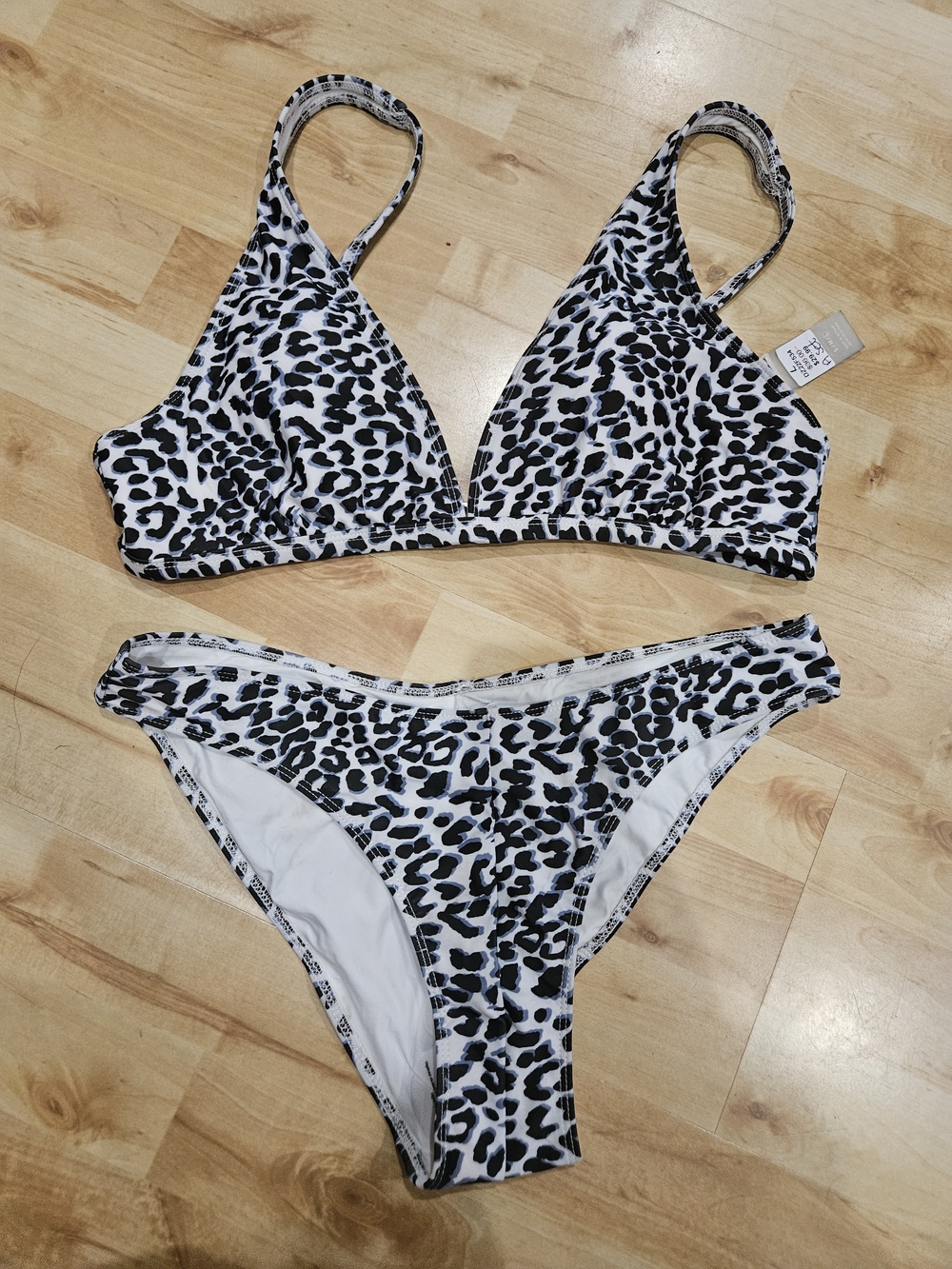 Double Zero Black and White Leopard Print Bikini Set
